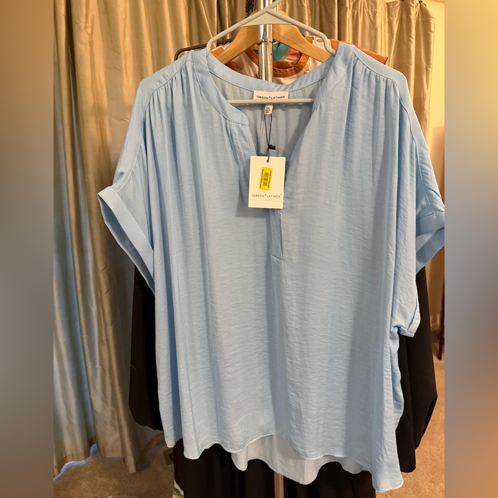 Gibson Latimer Sky Blue Blouse